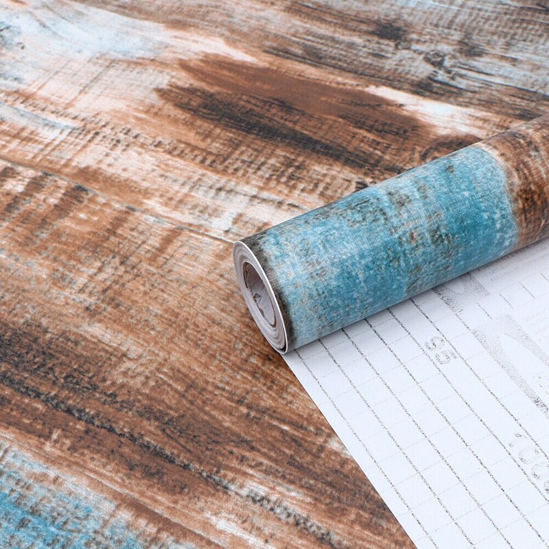 6M Vinyl 3D Rustic Wood Plank Self Adhesive Wallpaper Furniture Wall Stickers
