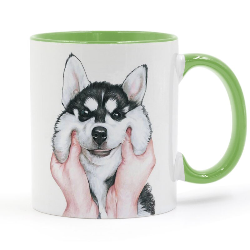 Siberian husky nypa ansiktsmugg kaffe mjölk keramisk diy heminredning muggar 11oz t332
