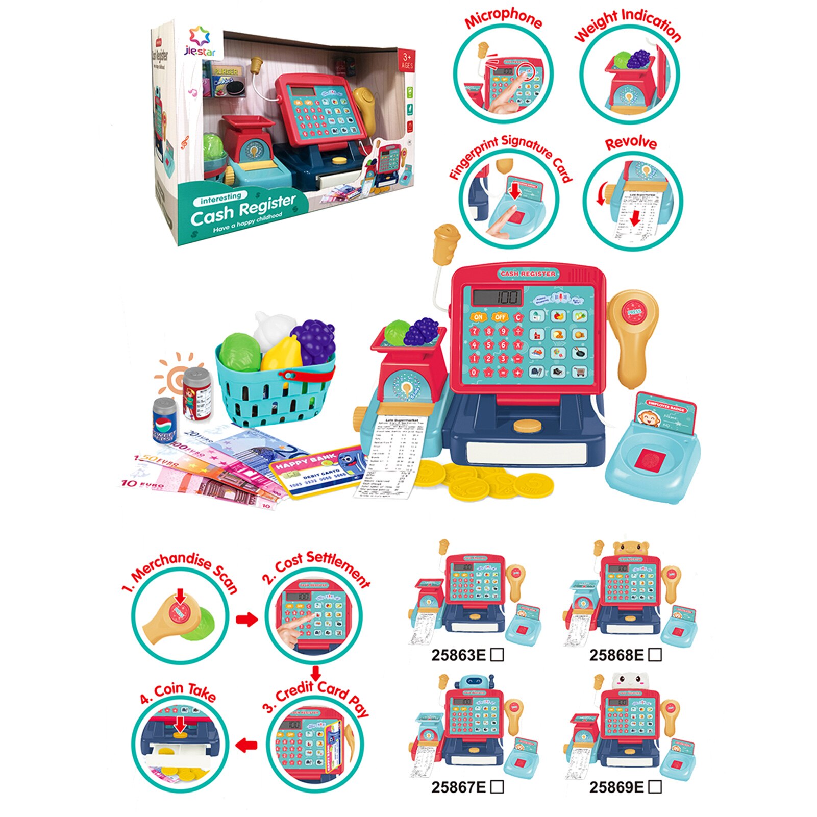 Caisse Enregistreuse Jouets Ensemble Calculatrice Scanner Semblant Jouets Avec LED Affichage Interaction Parent-enfant Pour Faire Semblant de Jeux de Rôle
