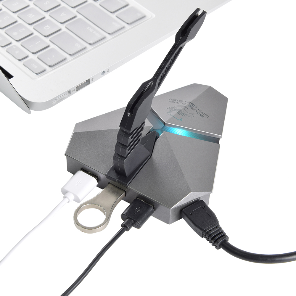 Hoge Snelheid USB HUB 3-Poort USB 3.0 Data Gaming HUB met Mouse Bungee USB Hub Splitter Kaartlezer muis Klem met USB-COMBO
