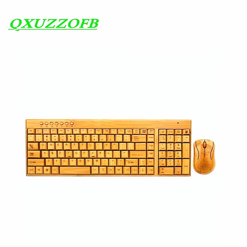 Bamboo Keyboard Mouse Wireless Combo Set For Laptop PC Office USB Plug and Play ,Natural Mice Keyboard Novelty High-end