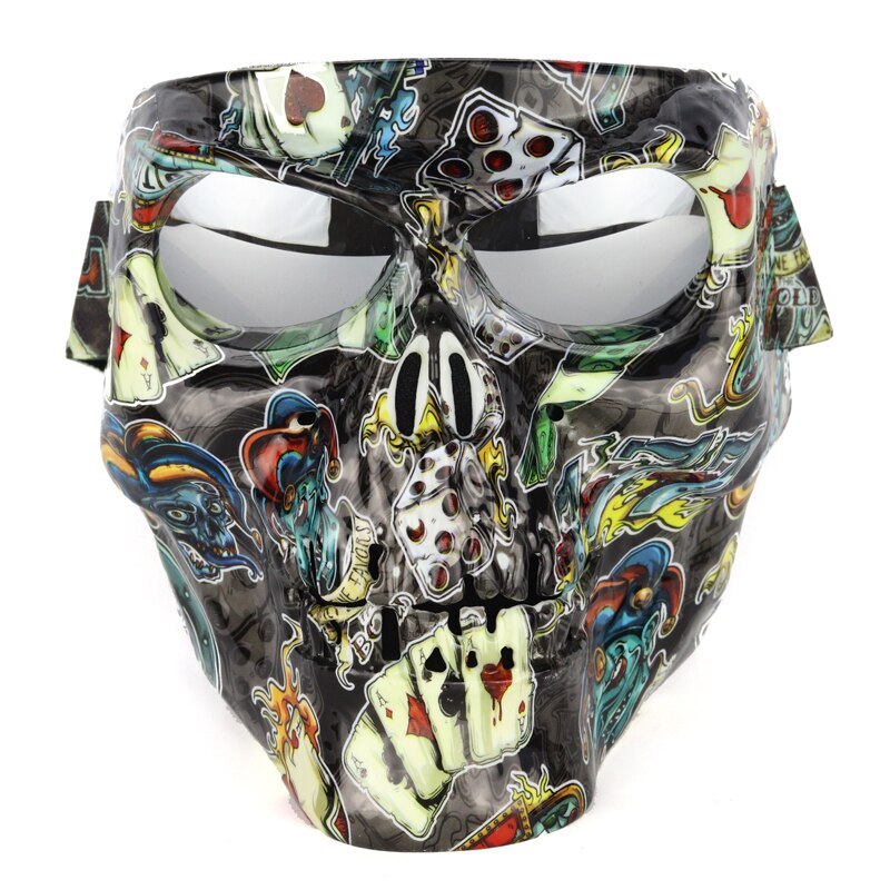 Cool skull motorcycle face Mask with Goggles Detachable modular Goggles Mask for Vintage open face Motorcycle Helmet Moto Casco: sifter