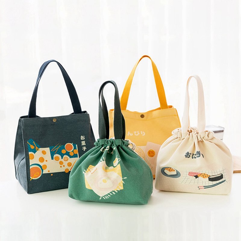 Japanese-style Lunch Food Box Bag Portable Thermal Insulation Canvas Lunch Box Bags Lunch Box Tote Food Bags Home Products
