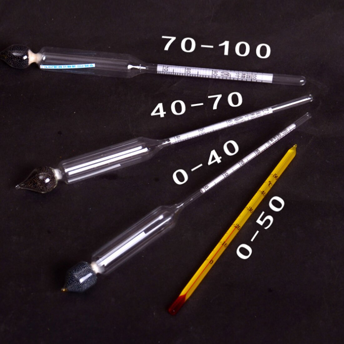 3pcs 0-100% Alcohol Concentration Meter + Thermometer Hydrometer Alcoholmeter Tester Set