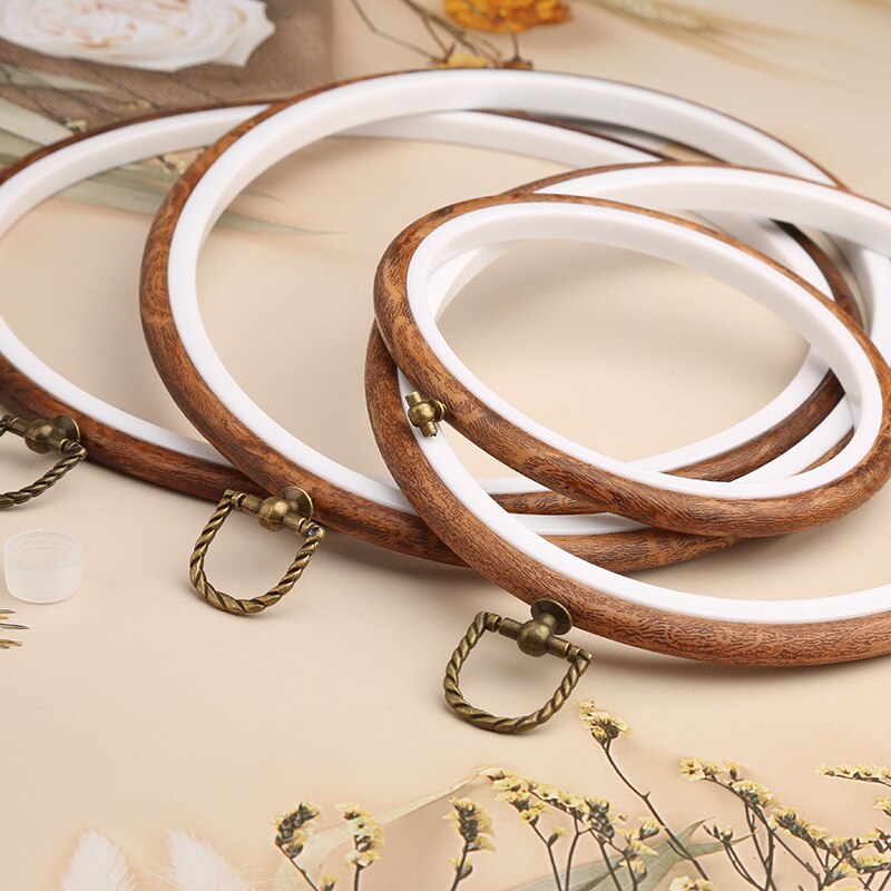 LMDZ Embroidery Circle Wood Hoop Circle Round Plastic DIY Art Craft Cross Stith Sewing Needwork Tools Flower Wreath Home Decor