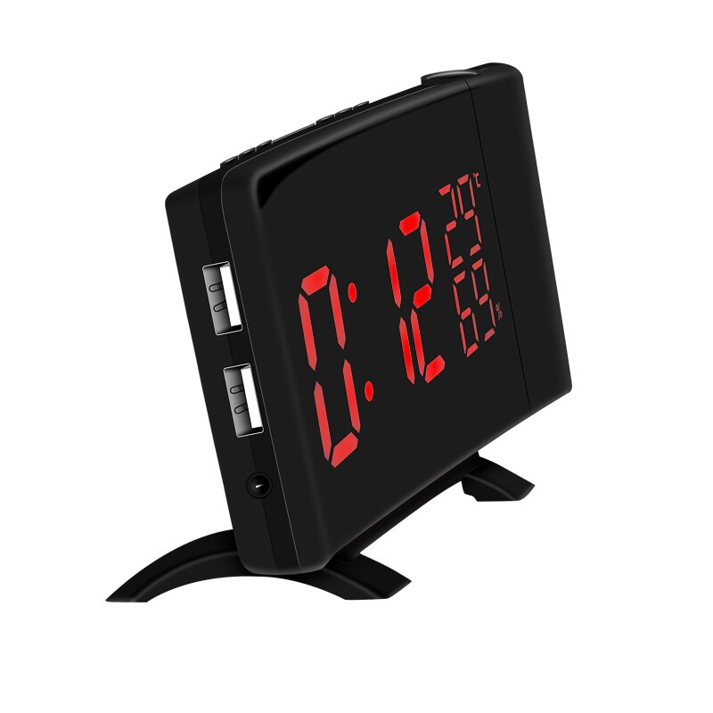 TS-5210 LED Projection Alarm Clock Digital Radio Snooze Timer Temperature LED Display FM Radio Three Color Clock