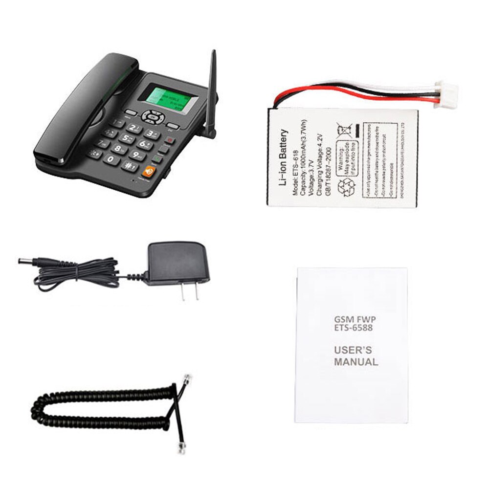 Teléfono inalámbrico de escritorio, soporte GSM 850/900/1800/1900MHZ, Tarjeta SIM Dual, 2G, teléfono inalámbrico fijo con antena de Radio y alarma: Default Title