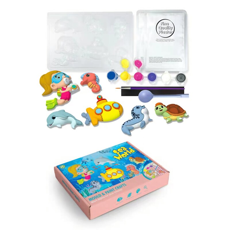 Molde de escayola artesanal para niños, juguete de artesanía con pintura, arte colorido, decoración, Festival de cumpleaños, de Navidad: Sea World Boxed