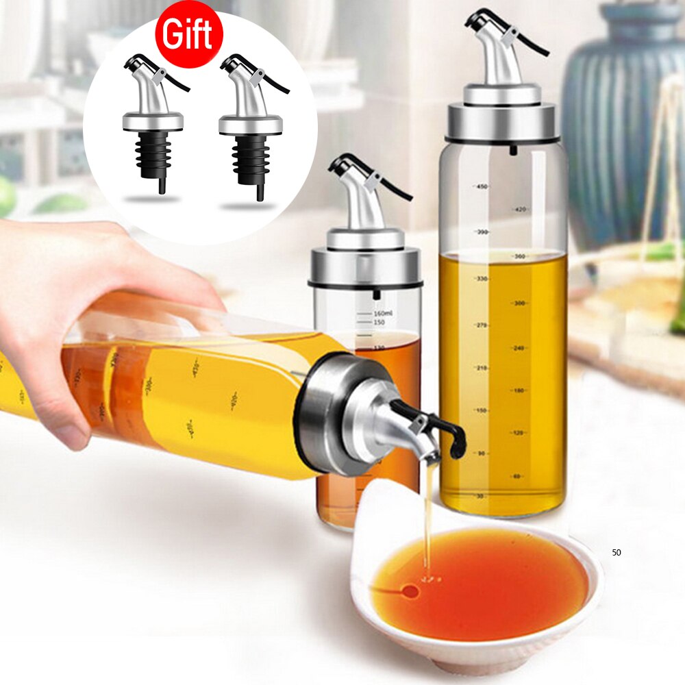 Olie Fles Koken Kruiden Vinkje Saus Boot Rvs Fles Cap Glazen Fles Azijn Olie Dispenser