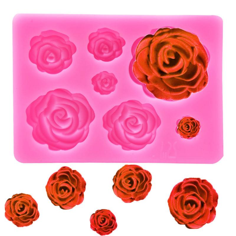 Rose Bloemen Vormige Fondant Siliconen Cakevorm Craft Chocolade Bakvorm Taart Decoreren Gereedschappen Keuken Gebak