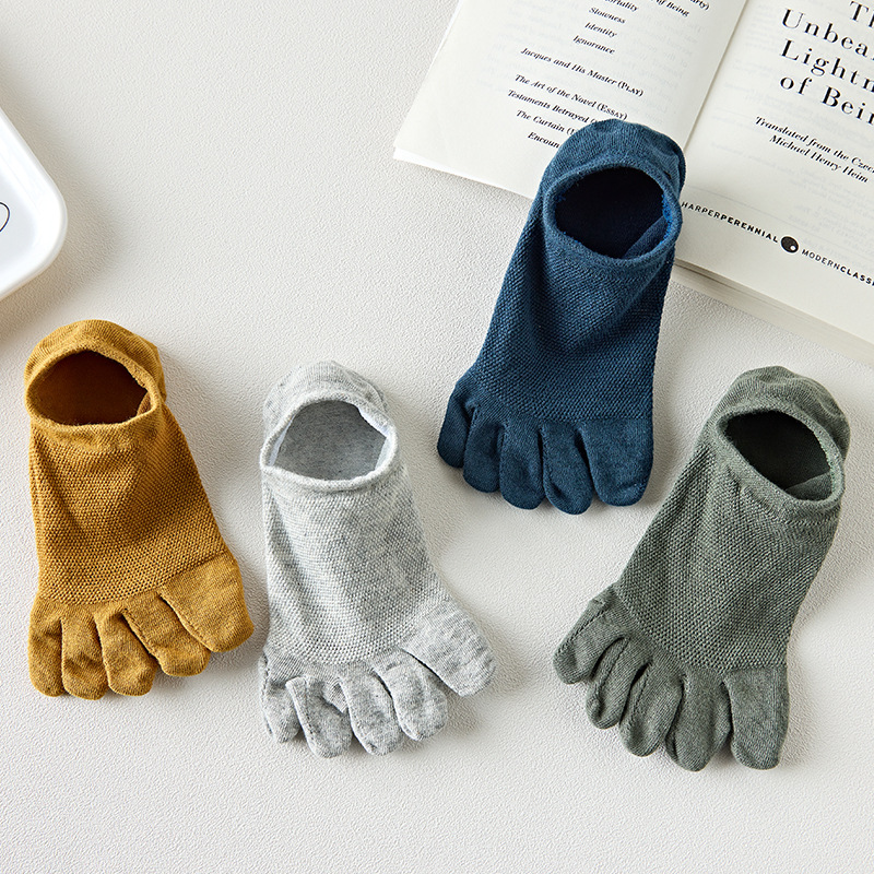 ¡Ventas calientes! Calcetines de cinco dedos para hombre y mujer, medias con punta tipo zapatilla, calcetines invisibles huecos de malla, calcetines cortos hasta el tobillo que absorben el sudor