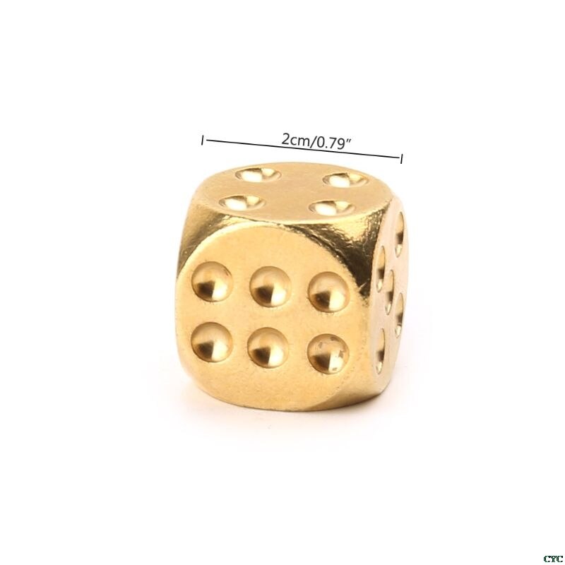 1pc latão polido sólido dados 20mm metal cubo de cobre poker barra tabuleiro jogo presente