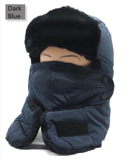 Masque de Ski avec écharpe et bonnet, pour l'hiver, pour le Ski, le cyclisme, le Snowboard, coupe-vent, épais, protection des oreilles, pour hommes et femmes: Dark Blue