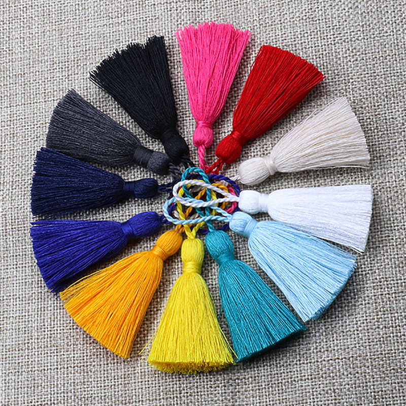 Borlas de algodón de 8cm, 5-20 piezas, cuerda colgante, flecos, borlas para manualidades de costura, cortinas para el hogar, accesorios de decoración de ropa: S / Negro