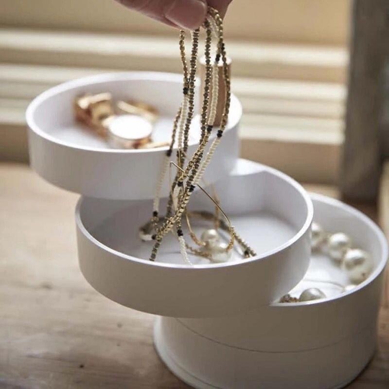 Wit Draaibare Opslag Lade voor Sieraden Trinket Ketting Armband Oorbel Slaapkamer Sleutelhouder Kaptafel Organizer