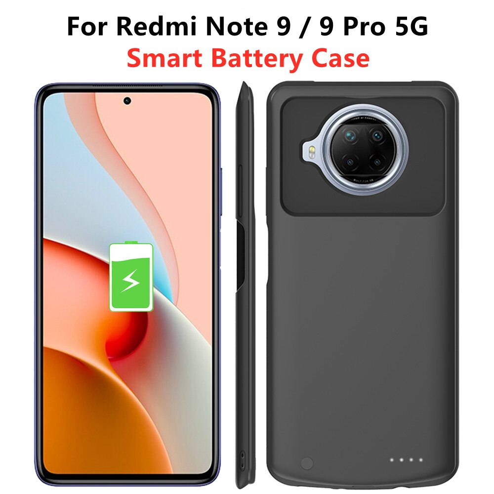 Battery Charger Case Voor Xiaomi Redmi Note 9 Pro 5G Powerbank Case 6800Mah Externe Opladen Cover Voor Redmi note 9 Batterij Case