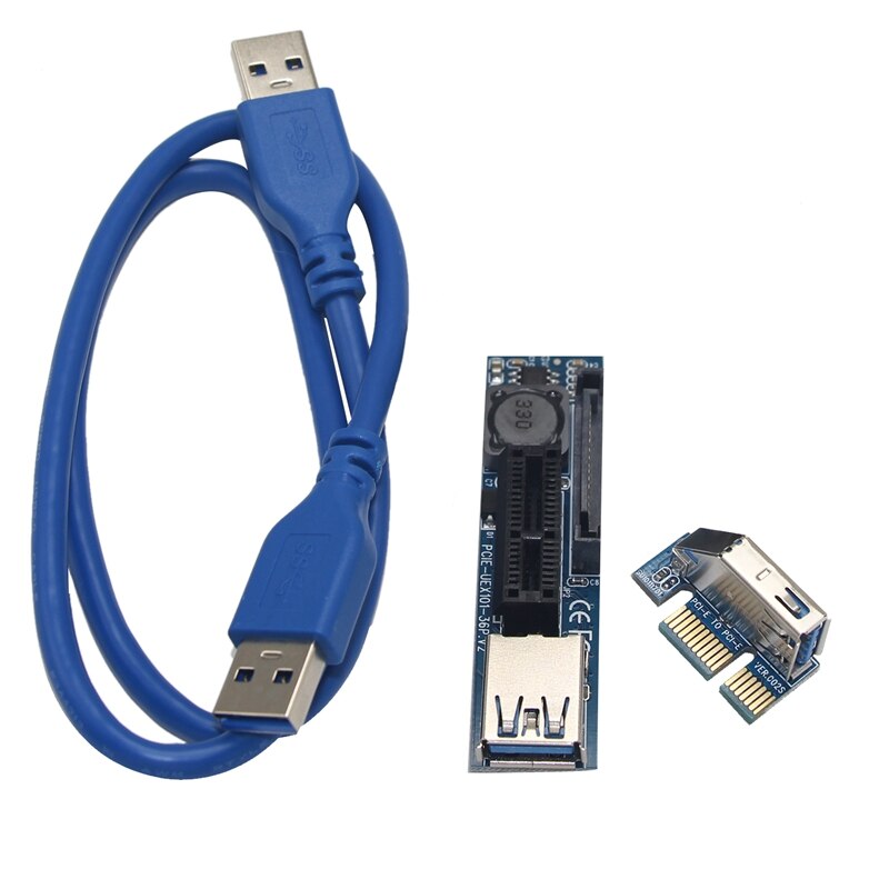 UEX101 PCI-E X1 om X1 Extension Riser Card Adapter met USB3.0 Kabel