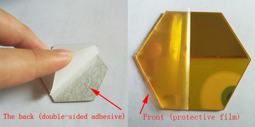 Pegatina de pared extraíble de vinilo para decoración del hogar, espejo 3D hexagonal, arte, , 12 Uds., # T