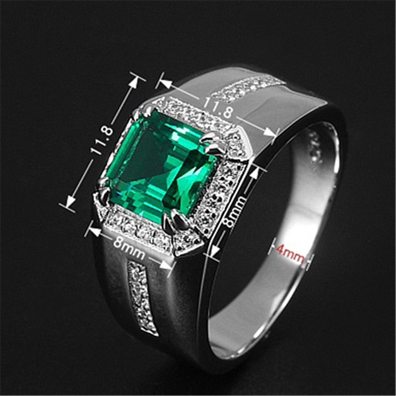 Huisept Trendy Mannen Ring 925 Zilveren Sieraden Met Emerald Sapphire Zirkoon Edelsteen Vinger Ringen Voor Bruiloft Engagement Accessoires