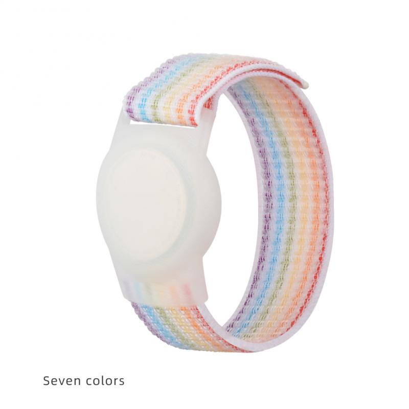 Dla Apple Airtag Nylon + TPU pasek dziecko dorosły GPS Finder kolorowe ochronne silikonowe etui do AirTag Case opaska na nadgarstek z trackerem: 07 / 220mm