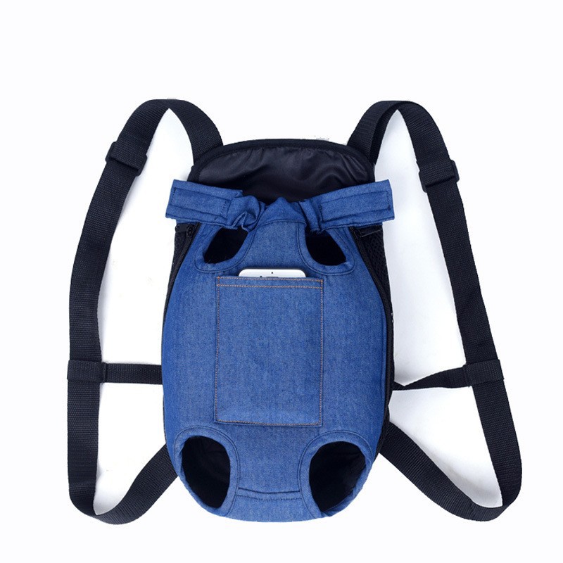 Dog Cat Pets Backpack Hands-Free Pet Travel Bag Double Shoulder Mesh Breathable Pet Dog Carrier Backpack Pet Accessories: S / Navy Blue