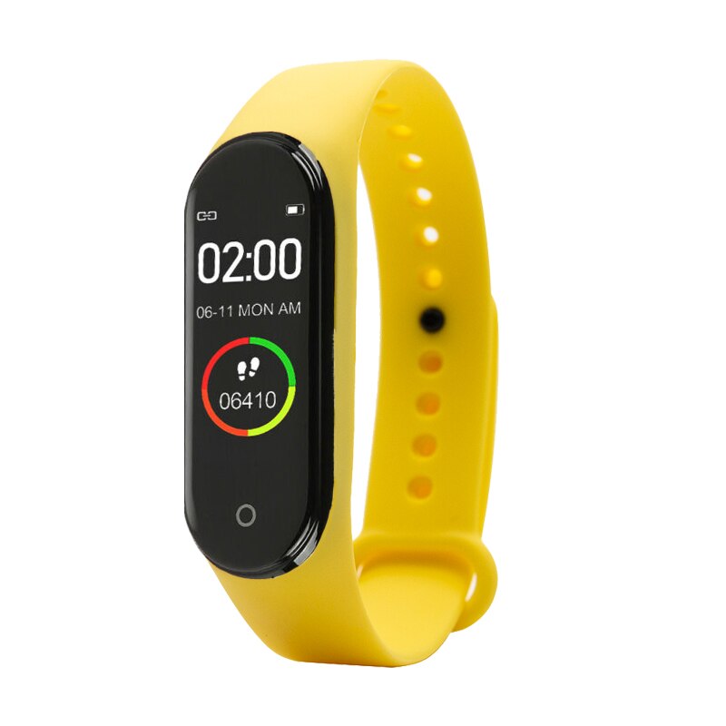 Label sport smart  m4 horloge mannen en vrouwen hartslag bloeddrukmeter multifunctionele gezondheidsarmband: Geel