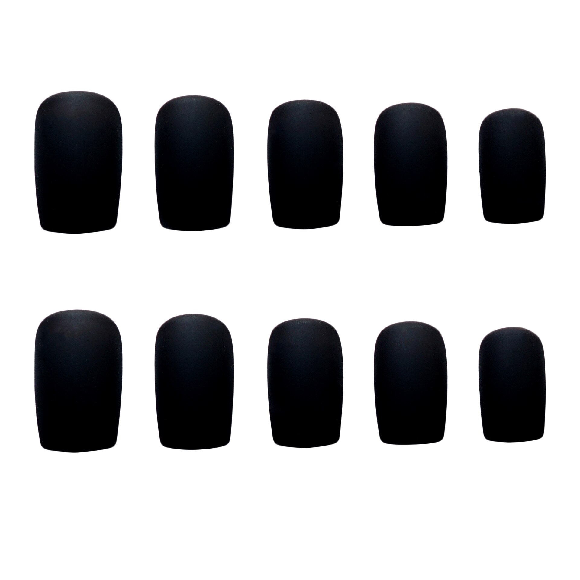 Faux ongles noir mat à couverture complète, 24 pouces, tête carrée courte, doux, givré, populaire, couleur unie, pointes d'art des ongles