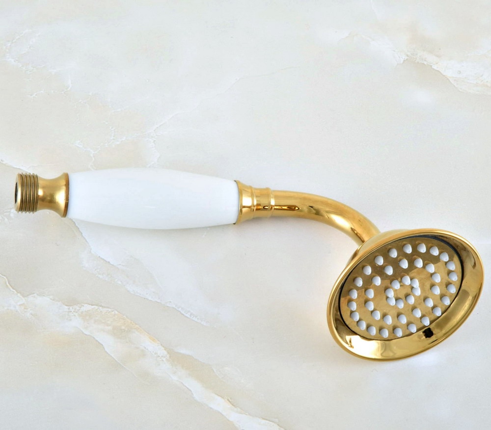 Luxe Gouden Kleur Gepolijst Messing Telefoon Stijl Keramiek Hand Held Waterbesparende Douchekop ahh049