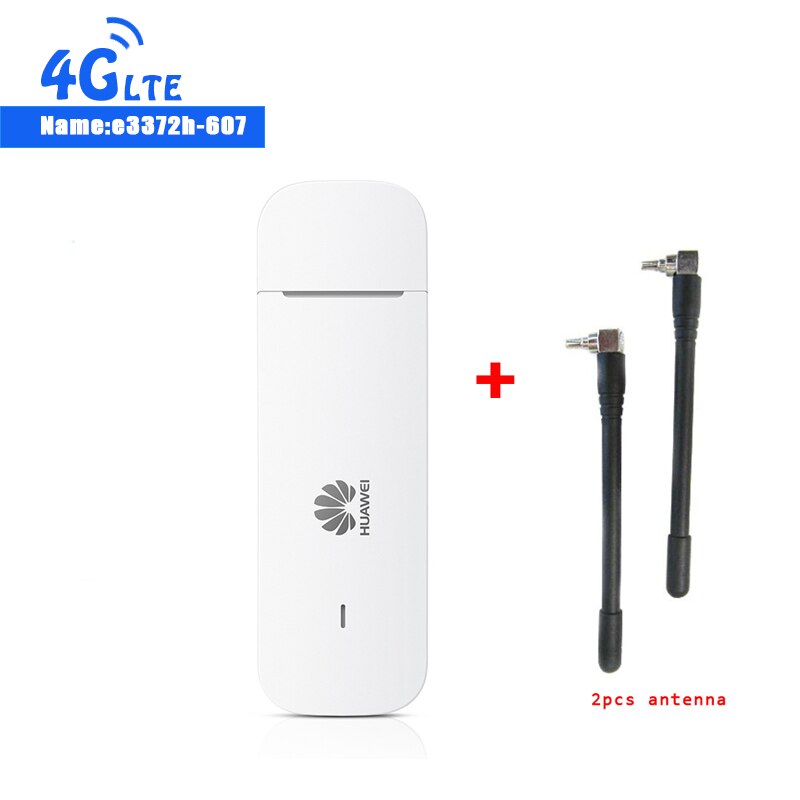 Débloqué Huawei E3372h-607 4G LTE 150Mbps Dongle USB Modem + 2 pièces antennes