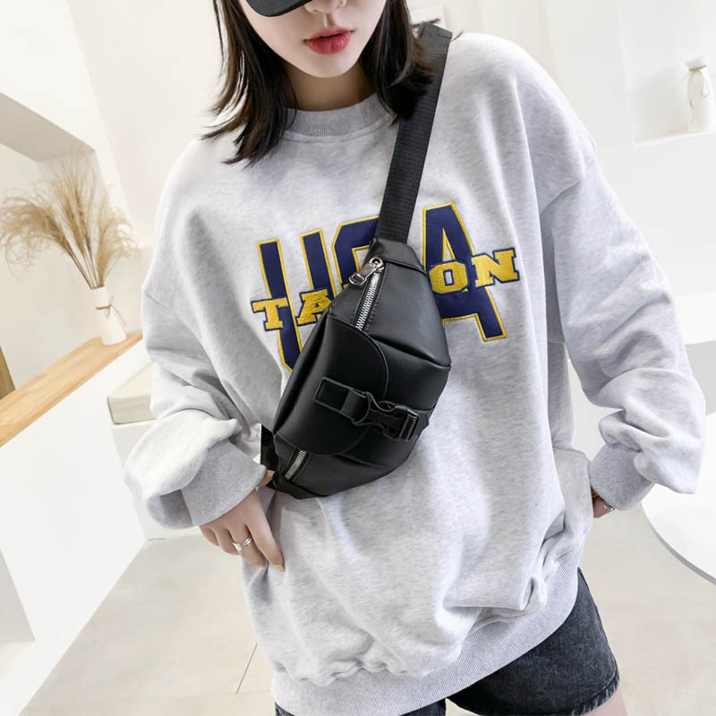 Verstelbare Vrouwen Hip Taille Verpakking Lederen Crossbody Tas Borst Zakken Rits Vrouwelijke Clutch Pouch Riemfanny