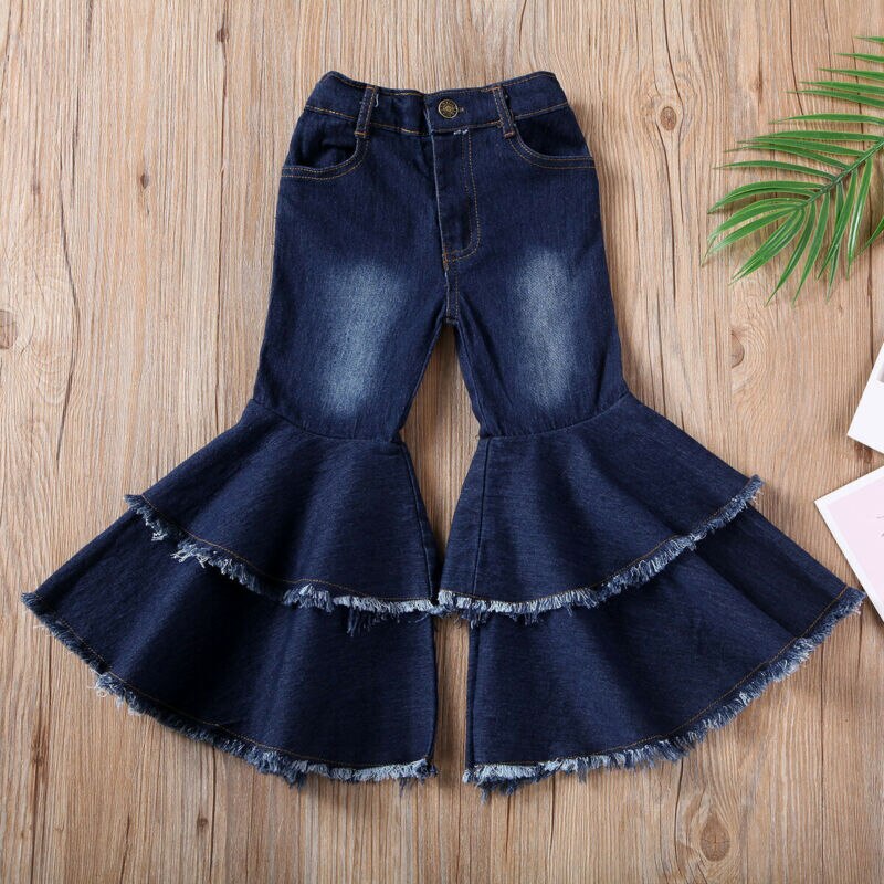 Toddler Flare Jeans Pant Baby Kid Children Girl Clothes Bot Cut Jeans Pants Trousers Bottoms