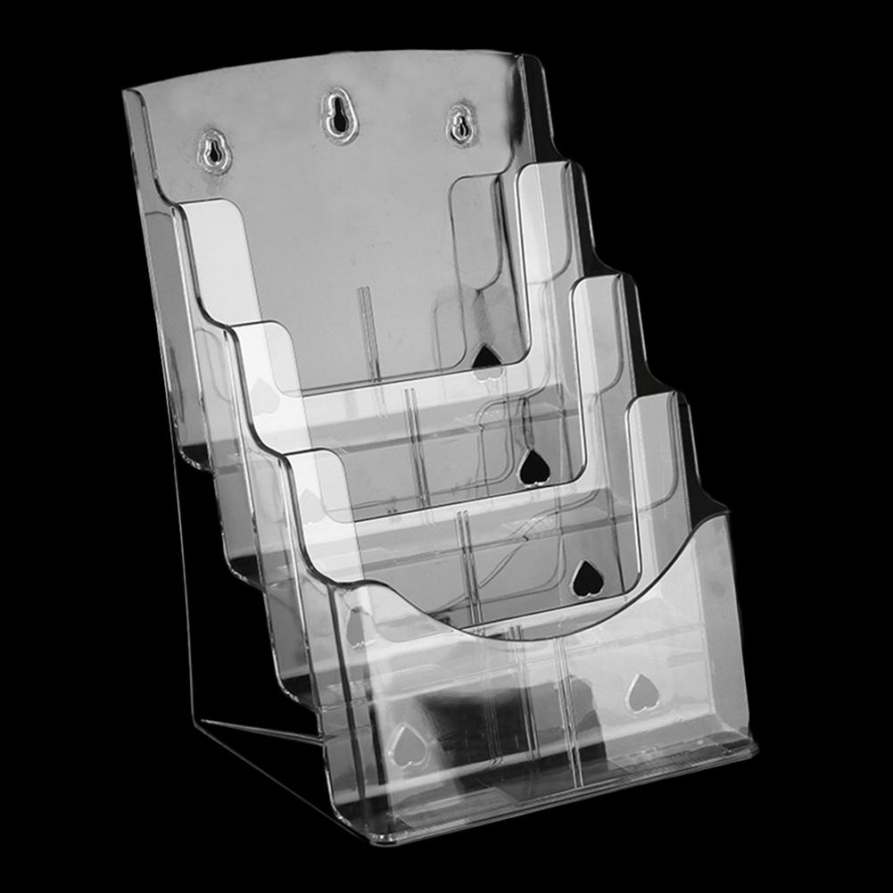 9 inch Wide A4 file display-Pocket Booklet and Brochure Holder - Clear Acrylic Organizer - 4 Tier