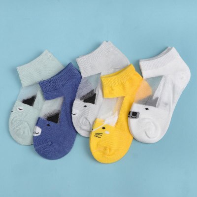 5 pares de calcetines de algodón para bebé de verano para niñas, niños, bonitos calcetines cortos de Color dulce de gato , calcetines para recién nacidos de 1 a 8 años: boys / 5-8 years