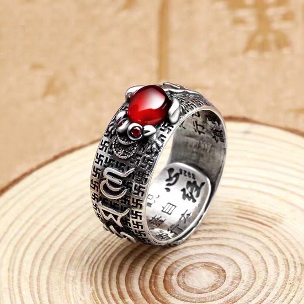 Vintage Pixiu Charms Ring Unisex Adjustable Women Men Feng Shui Jewelry Amulet Protection Wealth Buddhist Retro Rings