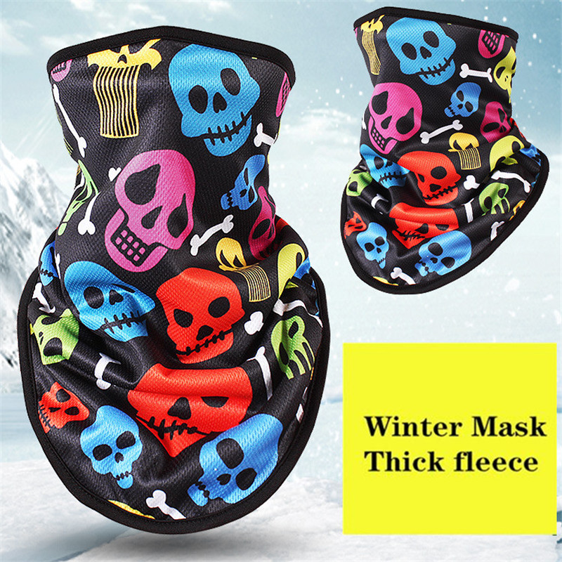 Winter Fleece Ski Scarf . Cycling Snowboard Equipment Bandana Headwear Mask Neck Triangle Thicken Warm Women Men Skull Bibs