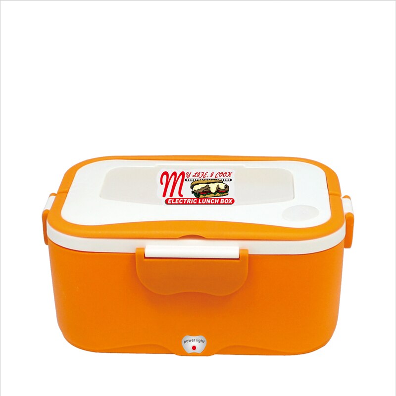 Electric Lunch Box Portable Heated Food Warmer Box Stainless Steel Inner Pot Lunch Box Set 12V/24V/220V for Car/Truck Lunch Box: Orange / 220V