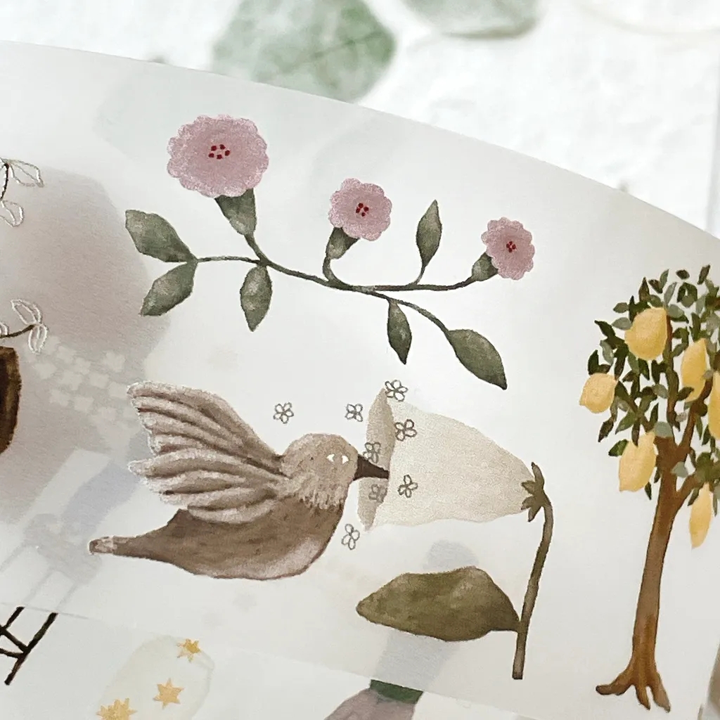 1 bucle de hiedra, nieve, árbol de limón Vintage, granja, bosque, chica, Washi, cinta PET para hacer tarjetas, bricolaje, Plan de álbum de recortes, pegatina decorativa