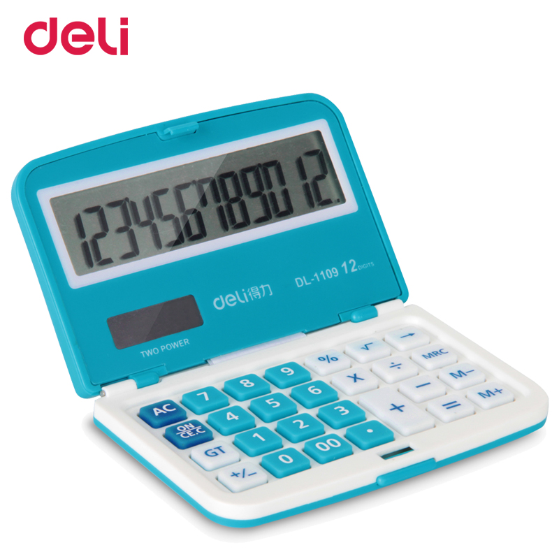 Deli solar mini pocket calculator voor school kantoor berekenen supply leuke opvouwbare rekenmachine multifunctionele