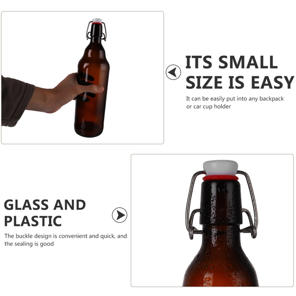 2 Pcs Sealing Container Beer Storage Bottle Glass Bottle With Buckle Household Glass Bottle for Decor Storage Juice Beer