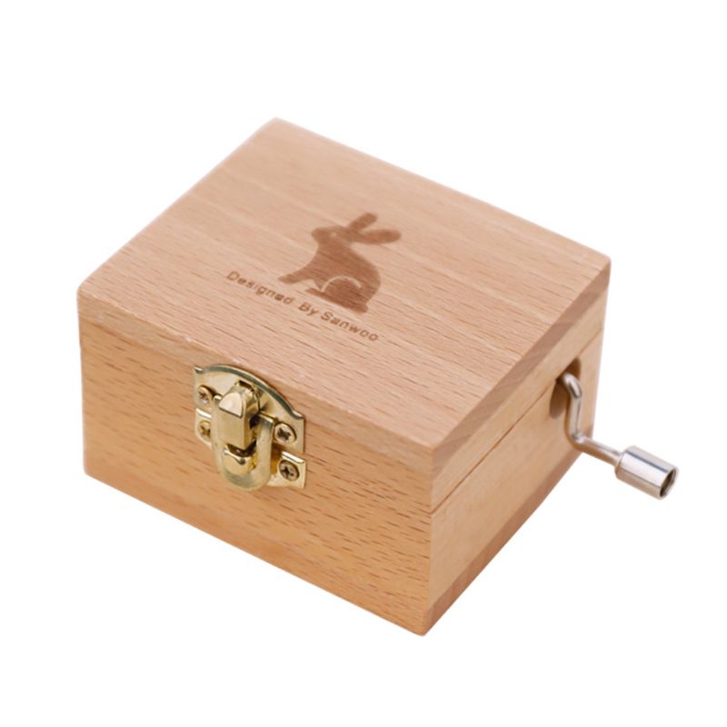 Wooden Music Box Multiple Music Random Engraved Musical Case Toys Kids 634F: Rabbit