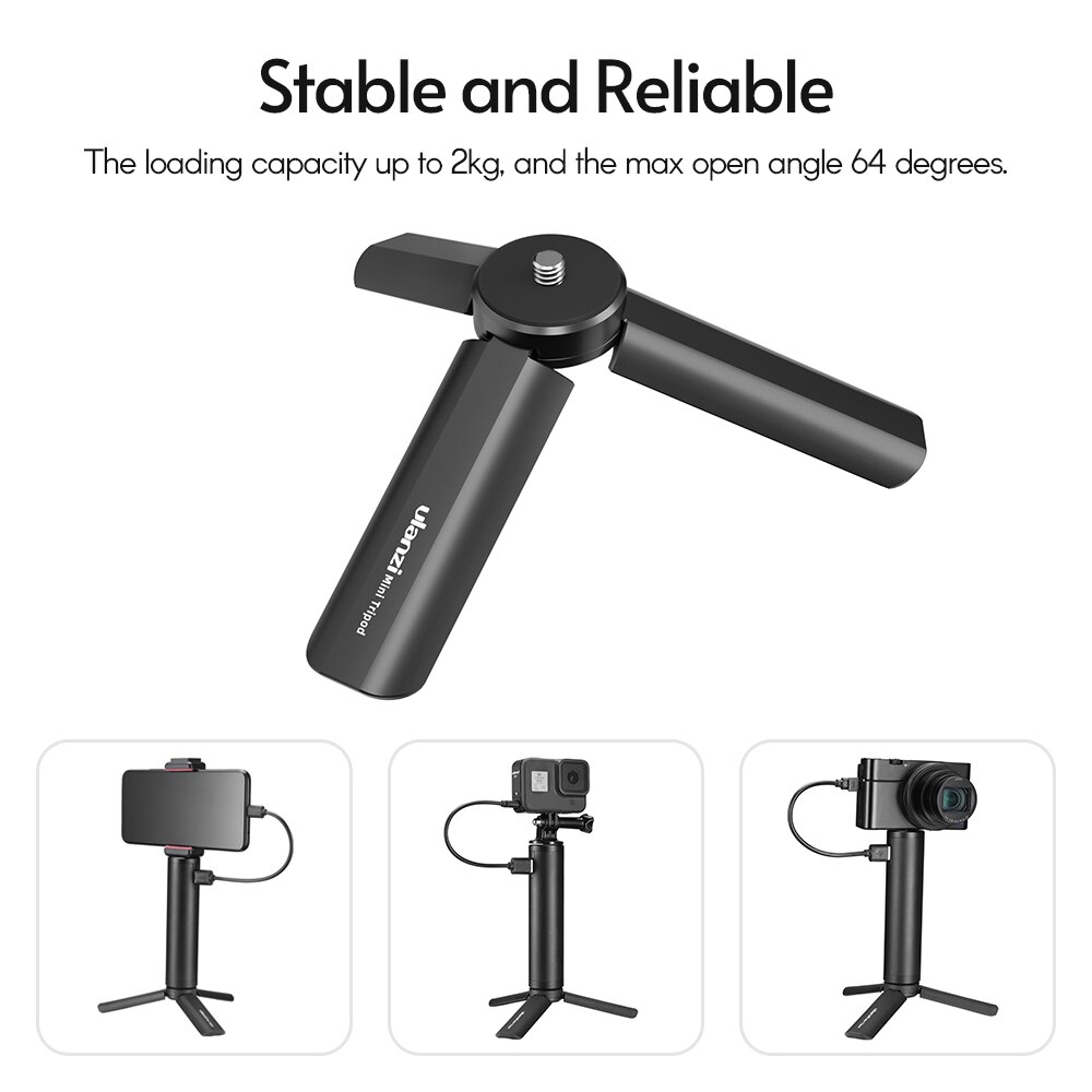 Ulanzi MT-15 Mini Handheld Tripod Portable Hand Grip Desktop Tripods Stand w/ 1/4 Extend Screw for Smartphone DSLR Action Camera