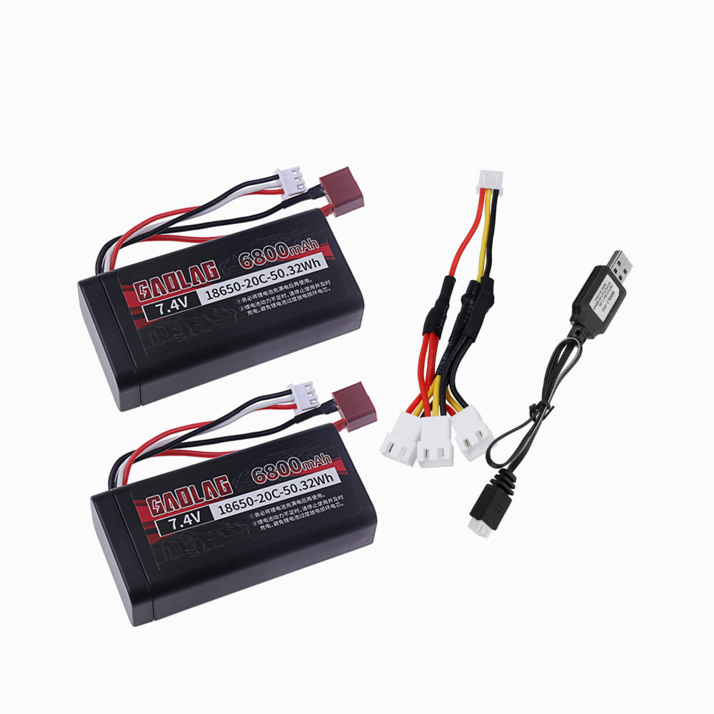 7,4 V 6800 mAh 18650 Lipo-Akku für Wltoys 12428 104009 12423 10428 12429 12401 12402 12402A RC Auto Ersatzteile 2s 7,4 V Bateria: Schokolade