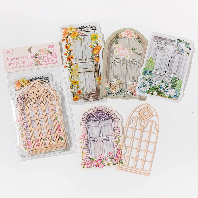 Juego de 15 piezas de Material de ventana de celosía Vintage, papeles decorativos para álbumes de recortes de Collage y proyectos de manualidades DIY: Gris claro