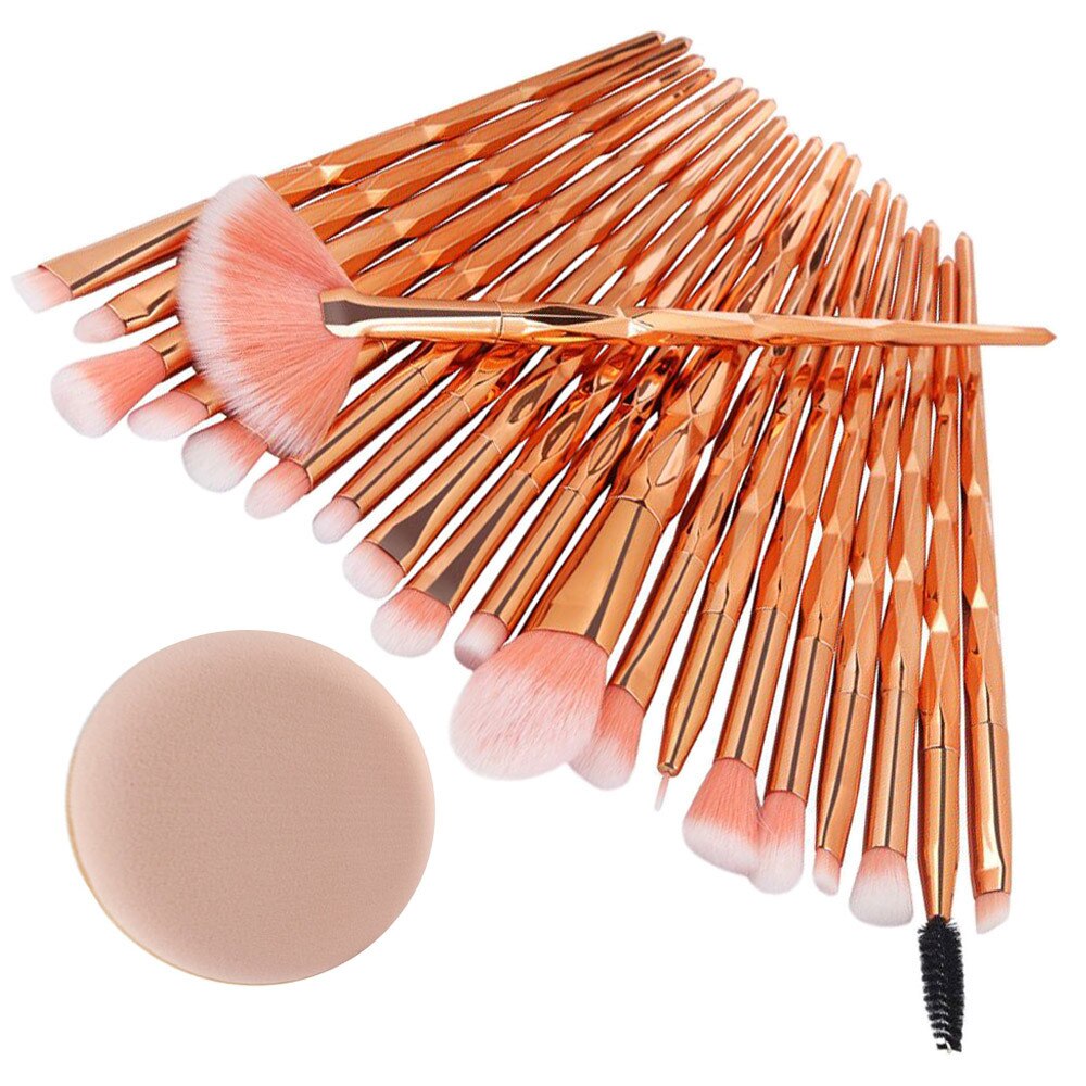 MAANGE 20 piezas brochas de maquillaje de diamantes Set base de polvo rubor mezcla de sombra de ojos labios cosméticos belleza maquillaje pincel: C