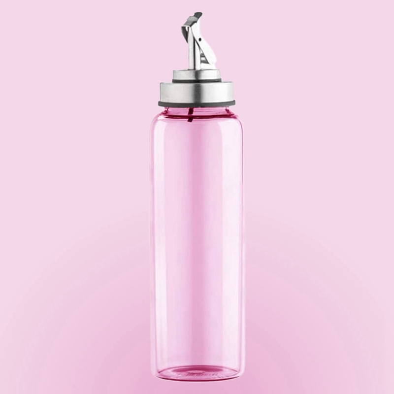 Hoge Borosilicaat Hittebestendig, Olie-Lekkage, light-Proof Huishouden Keuken Olieman Keuken Dispenser Fles 500Ml Roze