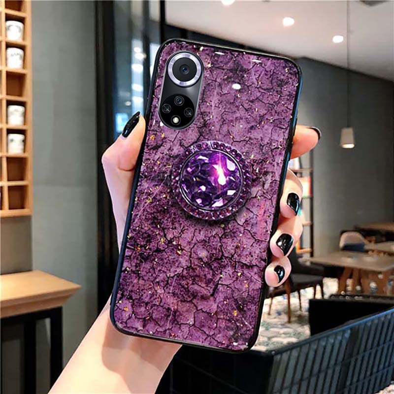 For Huawei honor 50 Soft TPU Rhinestone stand casing Huawei honor 50 cover: Purple