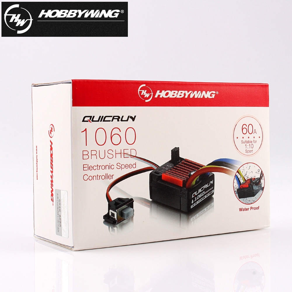 1Pcs Originele Hobbywing Quicrun 1060 60A Geborsteld Electronic Speed Controller Esc Voor 1:10 Rc Auto Waterdicht Voor Rc Auto