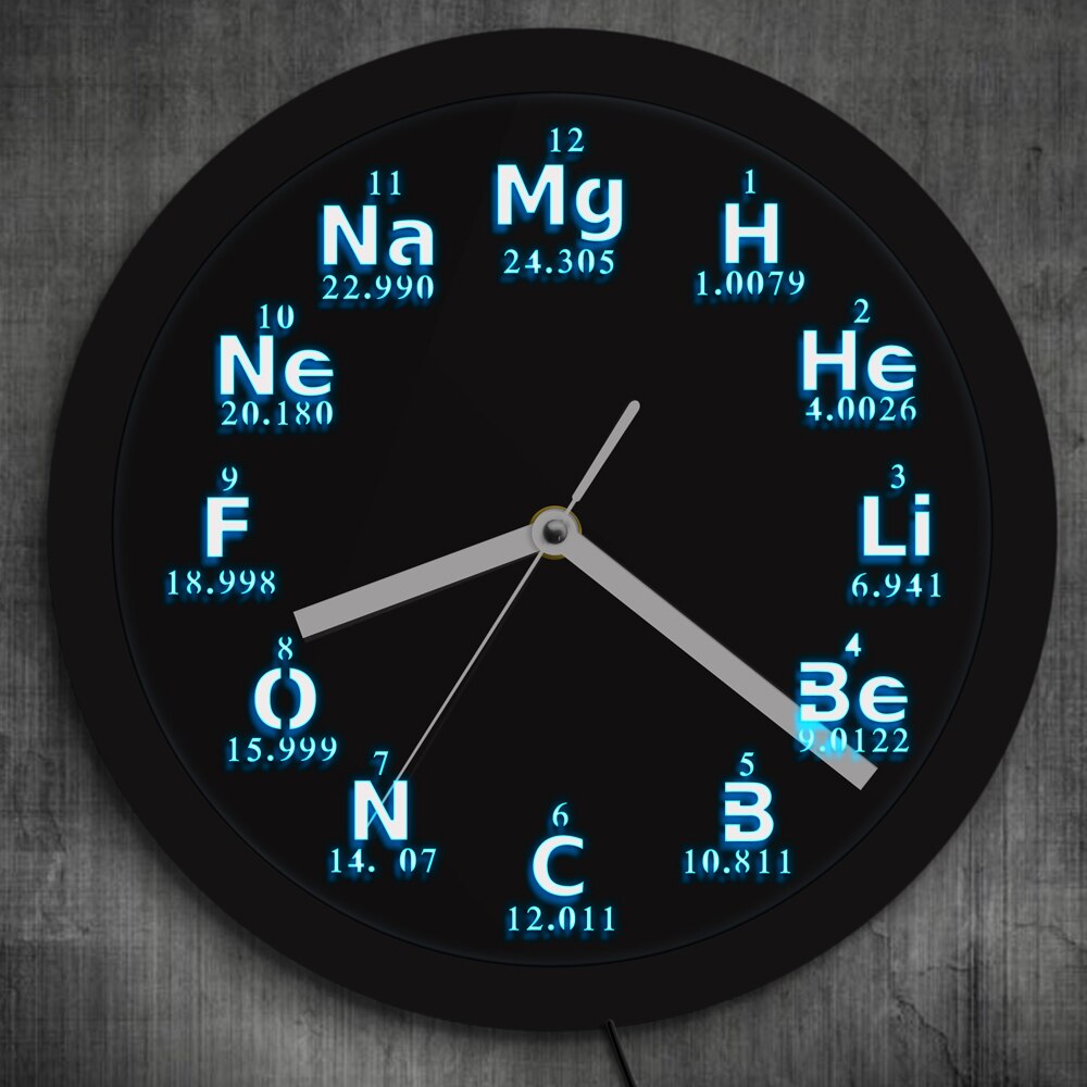 Science Chemical Elements LED Wall Clock Periodic Table Element Wall Clock Chemistry Science Geeks and Teachers