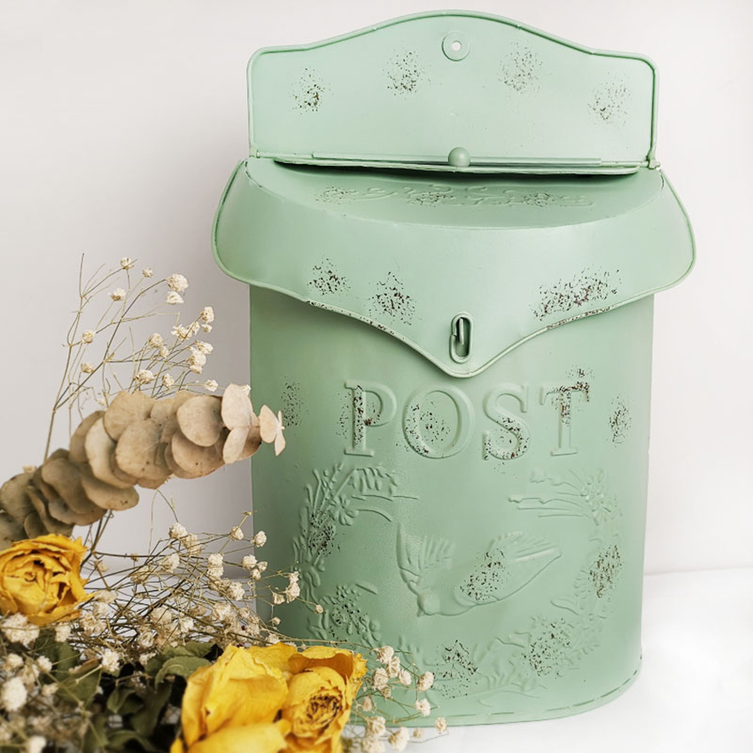 1Pc Vintage Courtyard Outdoor Mailbox Decoration Crafts, Garden Suggestion Mailboxes Handmade Hanging Post Box Home Ornaments: Green