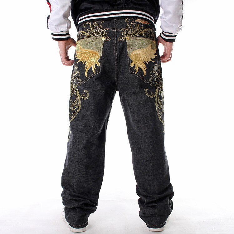 Mænd denim bukser løse streetwears hip hop jeans casual broderi skateboard baggy jeans bukser til mænd plus size jean bukser: 32